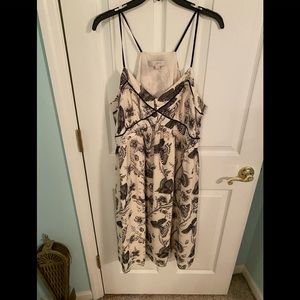 Loft Cream and Black Butterfly Print Dress
